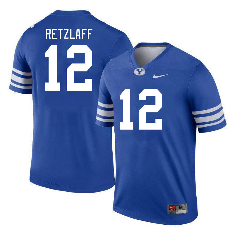 Men #12 Jake Retzlaff BYU Cougars College Football Jerseys Stitched-Royal - Click Image to Close